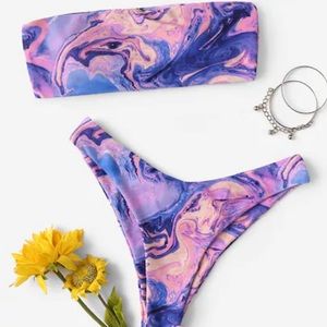 Watercolor High Leg Bikini Set